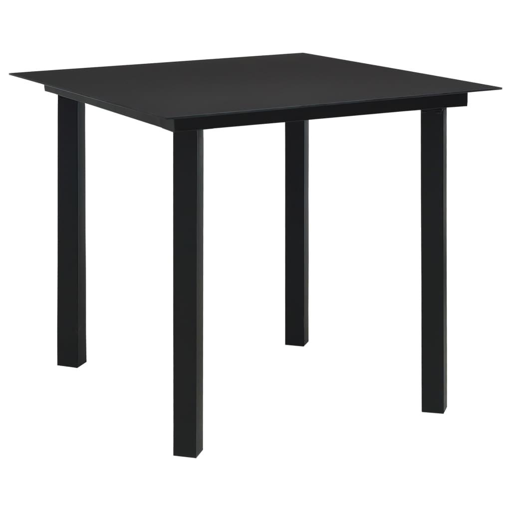 Havebord 80x80x74 cm stål og glas sort