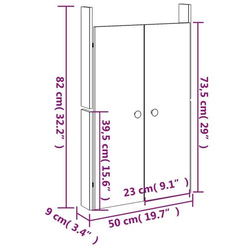 Låge til udendørs køkkenskab 50x9x82 cm massivt fyrretræ hvid