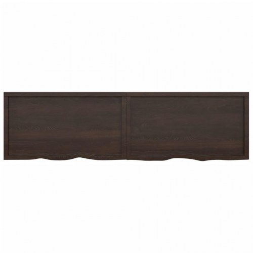 Væghylde 220x60x(2-4) cm behandlet massivt egetræ mørkebrun