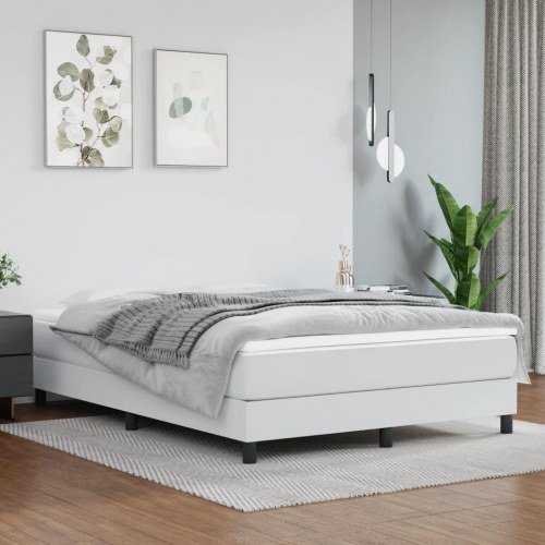 Springmadras med pocketfjedre - medium 140x200x20 cm, kunstlæder hvid