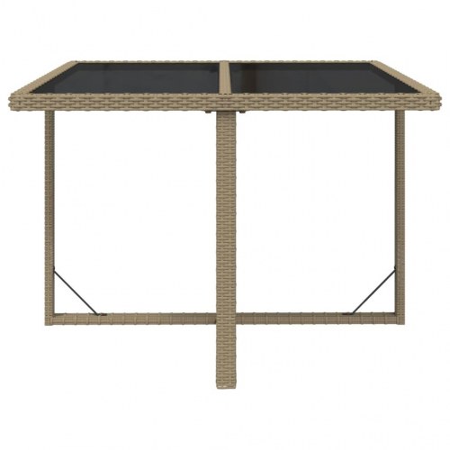 Havebord 109x107x74 cm polyrattan og glas beige