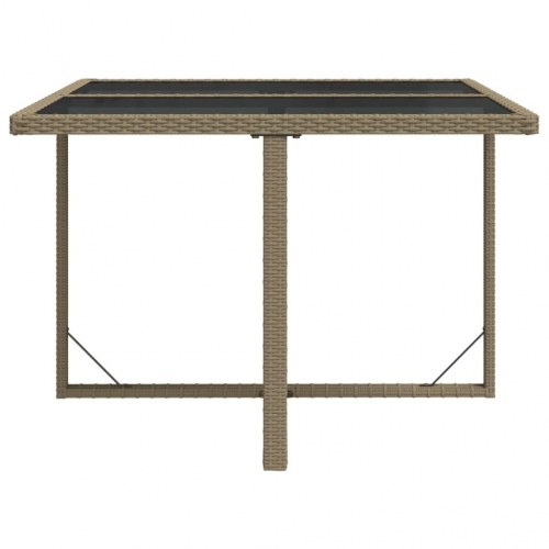 Havebord 109x107x74 cm polyrattan og glas beige