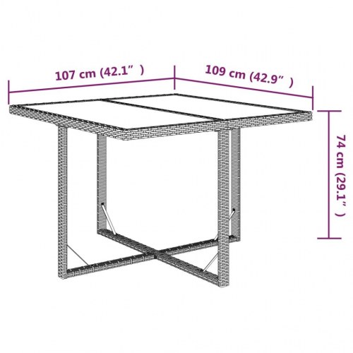 Havebord 109x107x74 cm polyrattan og glas beige