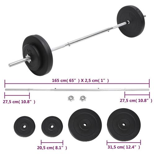 Vægtstangssæt med skiver 30 kg