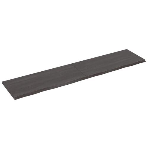 Væghylde 220x50x(2-4) cm behandlet massivt egetræ mørkebrun