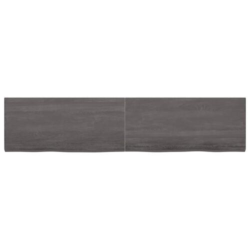 Væghylde 220x50x(2-4) cm behandlet massivt egetræ mørkebrun