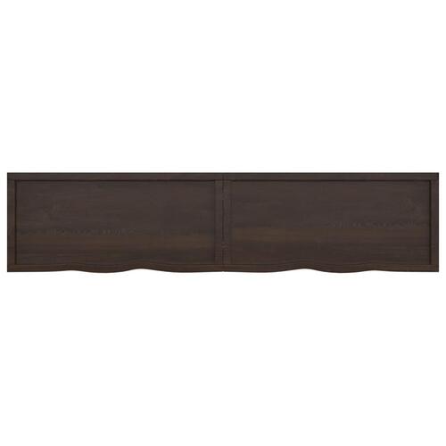 Væghylde 220x50x(2-4) cm behandlet massivt egetræ mørkebrun