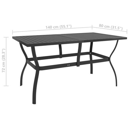 Havebord 140x80x72 cm stål antracitgrå