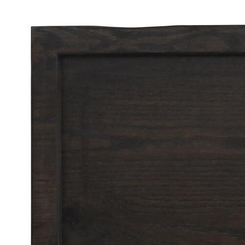 Væghylde 220x50x(2-4) cm behandlet massivt egetræ mørkebrun