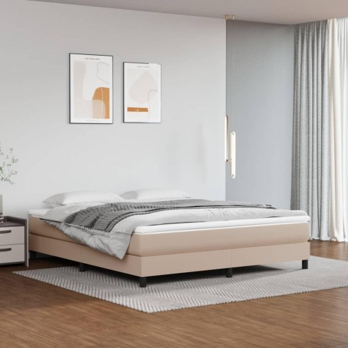 Springmadras med pocketfjedre - medium 160×200×20 cm, kunstlæder cappuccino
