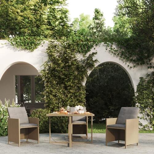 Havebord 109x107x74 cm polyrattan og massivt akacietræ beige