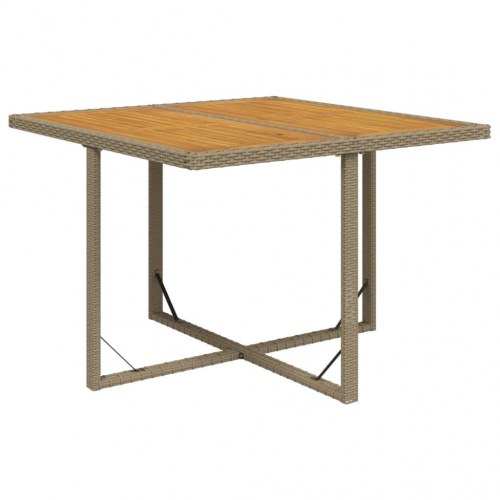 Havebord 109×107×74 cm i polyrattan og massivt akacietræ - beige