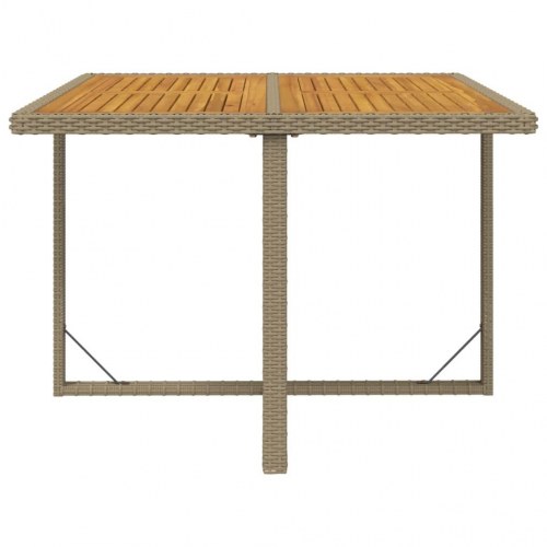 Havebord 109×107×74 cm i polyrattan og massivt akacietræ - beige
