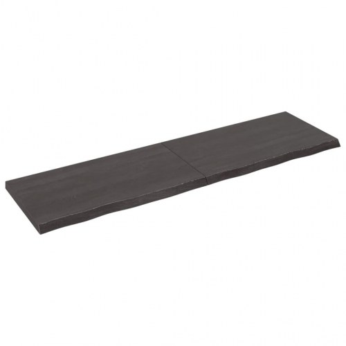 Væghylde 220x60x(2-6) cm behandlet massivt egetræ mørkebrun