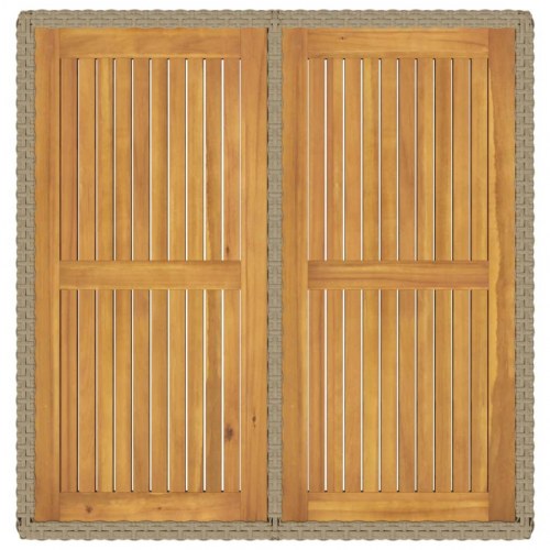 Havebord 109×107×74 cm i polyrattan og massivt akacietræ - beige