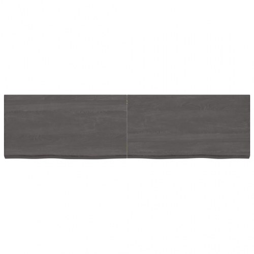 Væghylde 220x60x(2-6) cm behandlet massivt egetræ mørkebrun