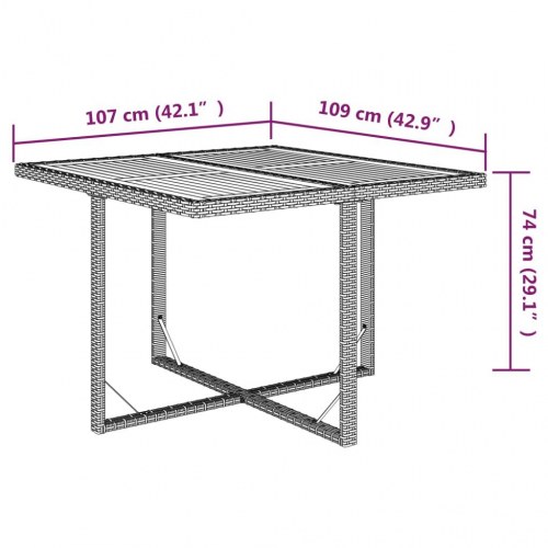 Havebord 109×107×74 cm i polyrattan og massivt akacietræ - beige