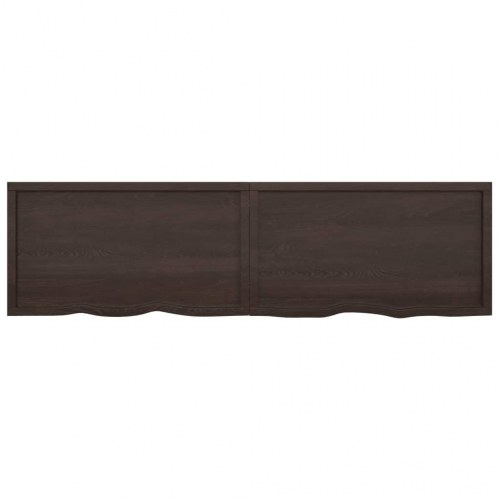 Væghylde 220x60x(2-6) cm behandlet massivt egetræ mørkebrun