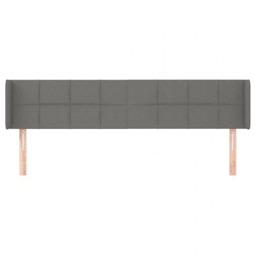 Sengegavl med kanter i stof 203 x 16 x 78/88 cm - mørkegrå