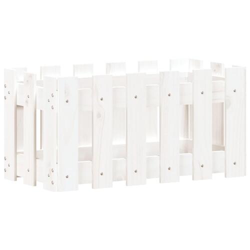 Plantekasse med stakitdesign 60x30x30 cm massivt fyrretræ hvid