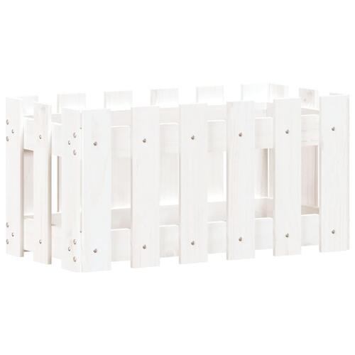 Plantekasse med stakitdesign 60x30x30 cm massivt fyrretræ hvid