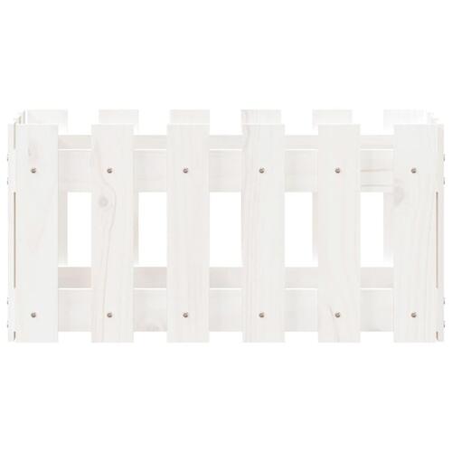 Plantekasse med stakitdesign 60x30x30 cm massivt fyrretræ hvid