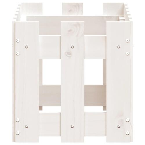 Plantekasse med stakitdesign 60x30x30 cm massivt fyrretræ hvid