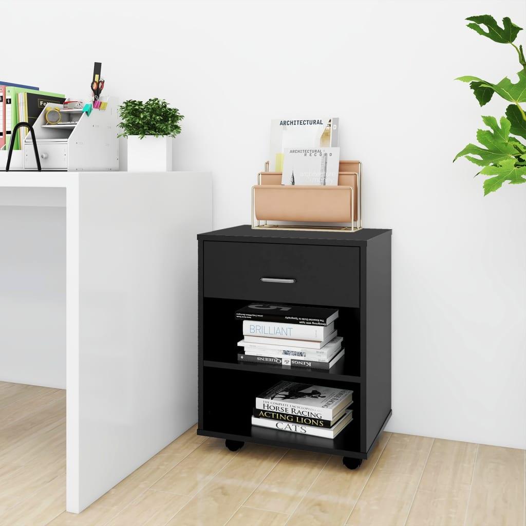 Rulleskab 46x36x59 Konstrueret Træ Sort