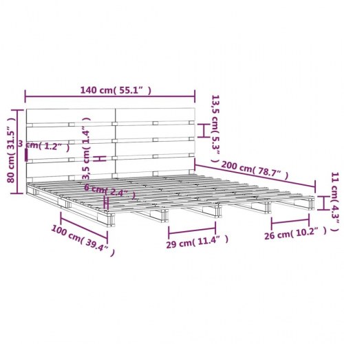 Sengeramme uden madras 140x200 cm massivt fyrretræ hvid