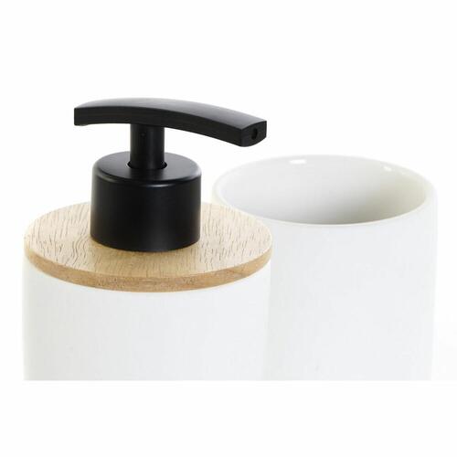 Conjunto de Banho Hvid Hvid/Sort Metal Bambus Stentøj Skandinavisk 30 x 40 cm 8 x 8 x 18 cm (2 enheder)