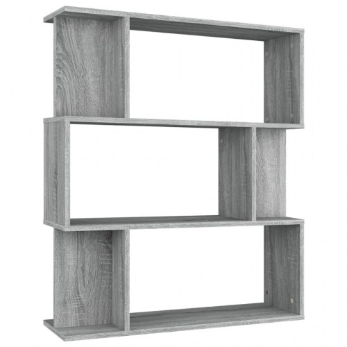 Bogreol/rumdeler 80x24x96 cm konstrueret træ grå sonoma-eg