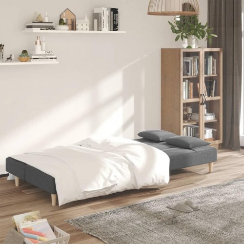 2-personers sovesofa med 2 puder i stof - lysegrå