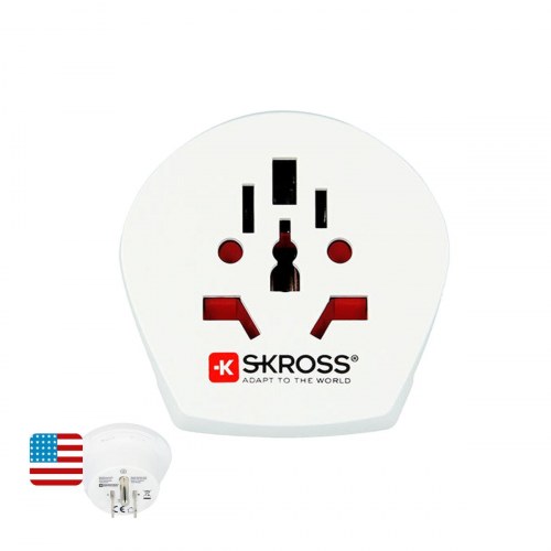 Skross rejseadapter World til USA - 100-250 V, hvid