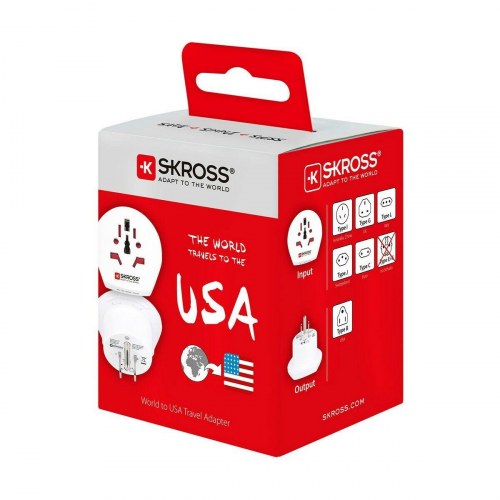 Skross rejseadapter World til USA - 100-250 V, hvid