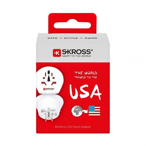 Skross rejseadapter World til USA - 100-250 V, hvid