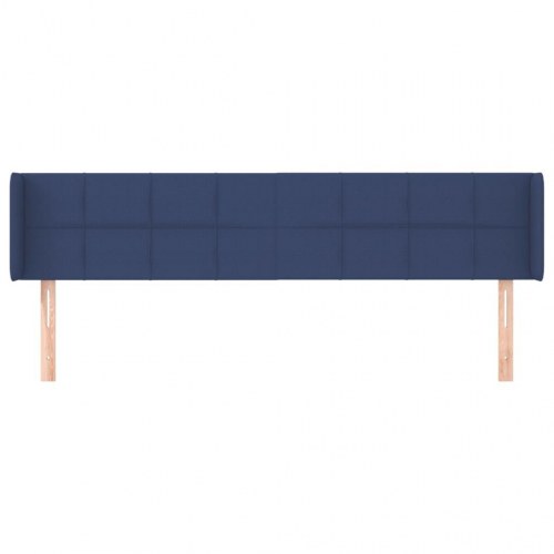 Sengegavl med kanter i stof 203 x 16 x 78/88 cm - blå