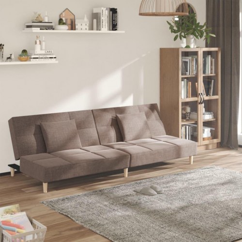 2-personers sovesofa med 2 puder - stof, gråbrun