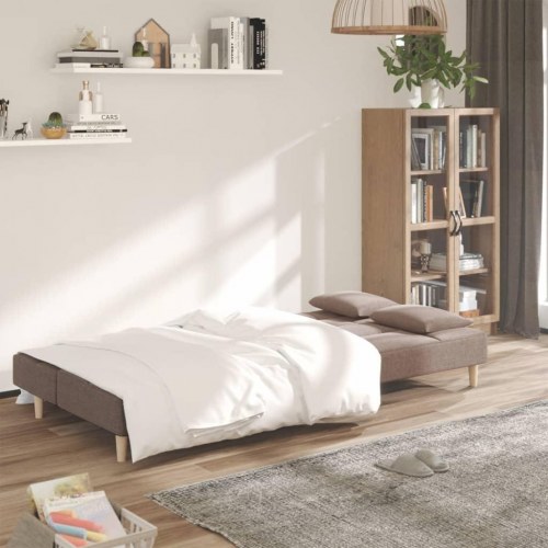 2-personers sovesofa med 2 puder - stof, gråbrun