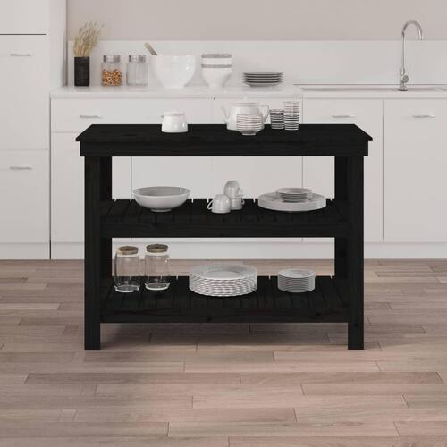 Arbejdsbord 110,5x50x80 cm massivt fyrretræ sort