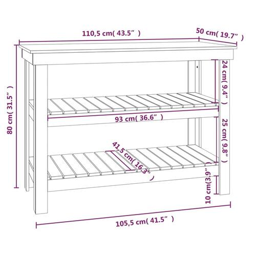 Arbejdsbord 110,5x50x80 cm massivt fyrretræ sort