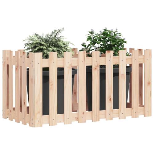 Højbed med stakitdesign 100x50x50 cm massivt fyrretræ