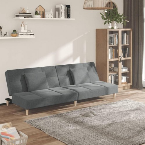2-personers sovesofa med 2 puder i stof - mørkegrå