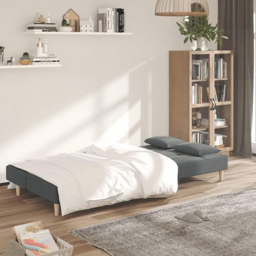 2-personers sovesofa med 2 puder i stof - mørkegrå