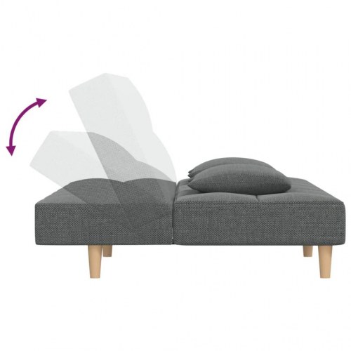 2-personers sovesofa med 2 puder i stof - mørkegrå
