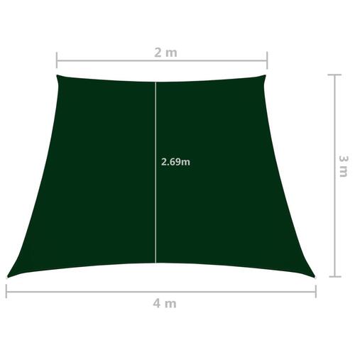 Solsejl 2/4x3 m trapezformet oxfordstof mørkegrøn
