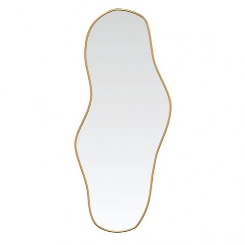 Vægspejl 90×40 cm - organisk form, guldfarvet ramme