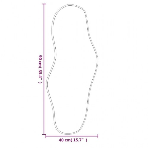 Vægspejl 90×40 cm - organisk form, guldfarvet ramme