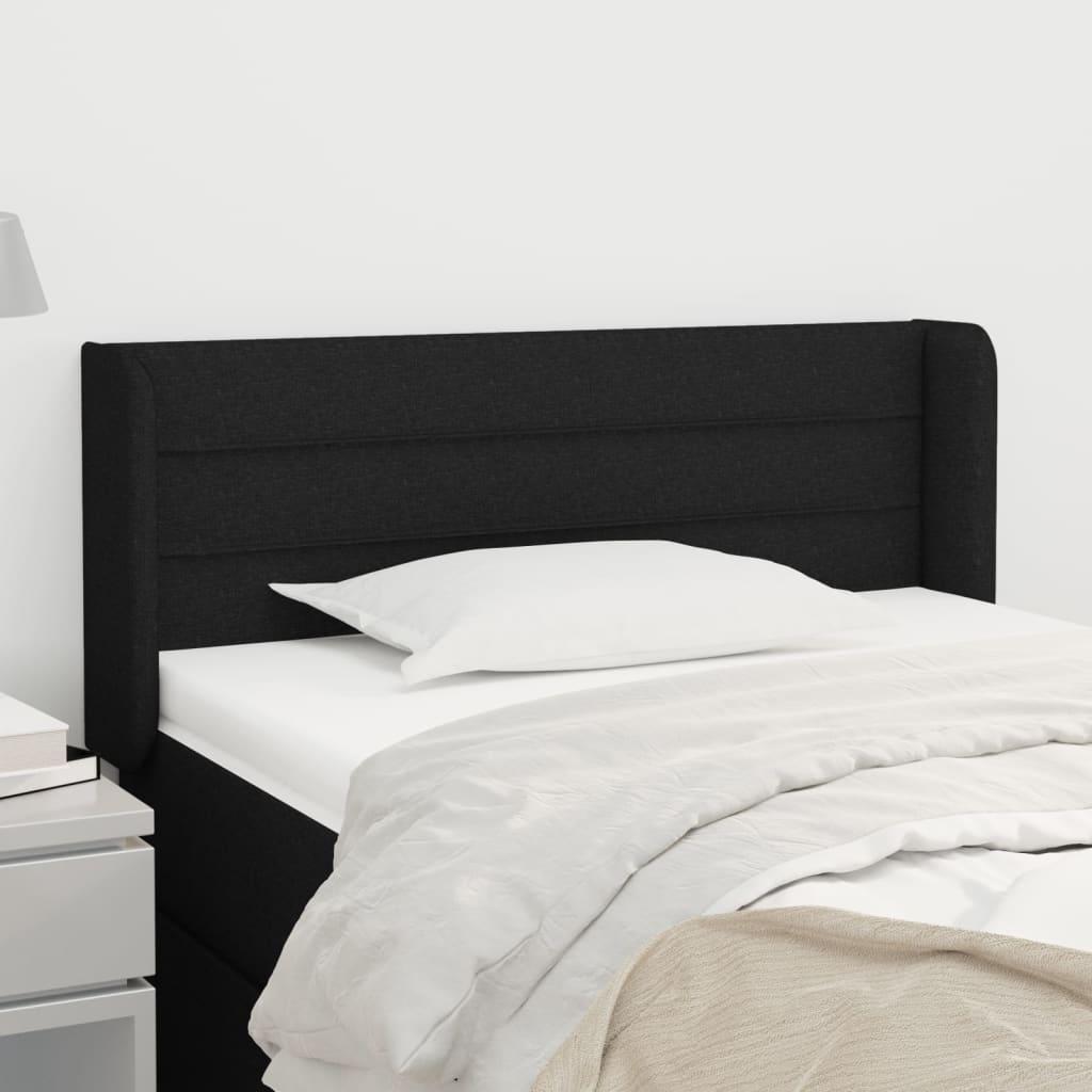 Sengegavl Med Kanter 83X16X78/128 Cm Stof - Sort / 83 x 16 x 78/88 cm