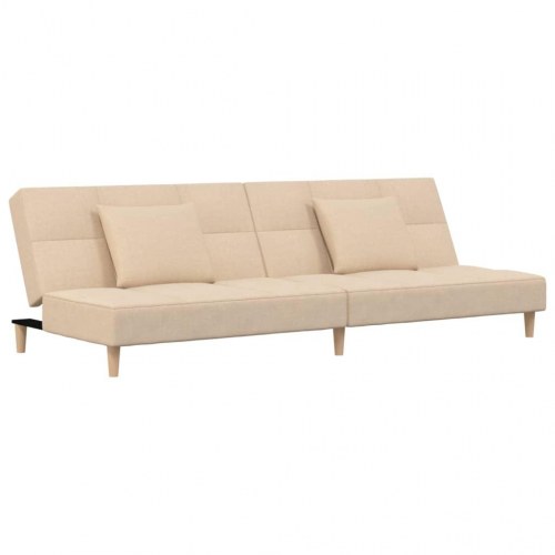 2-personers sovesofa med 2 puder - stof, cremefarvet