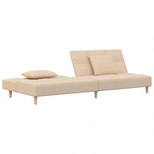 2-personers sovesofa med 2 puder - stof, cremefarvet